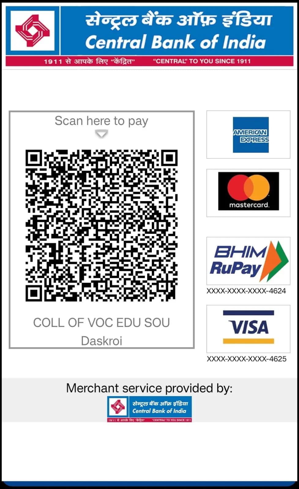 QR Code image for fees payment